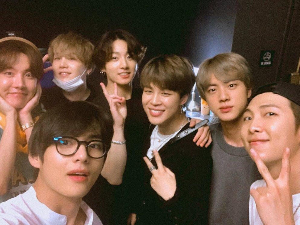 Clockwise: Kim Taehyung, Jung Hoseok, Min Yoongi, Jeon Jungkook, Park Jimin, Kim Seokjin, Kim Namjoon